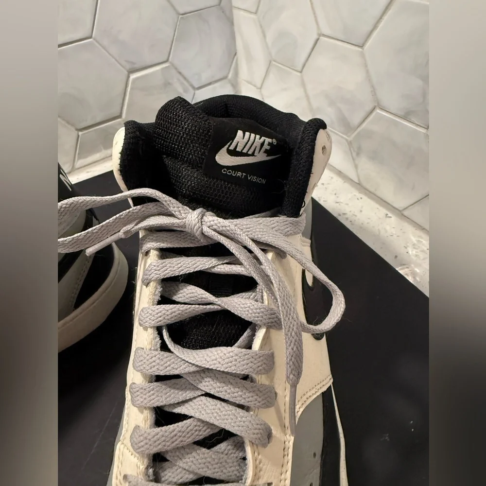 Size 10 - Men’s Nike Court Vision Next Nature Mid White Black Gray - Worn Once